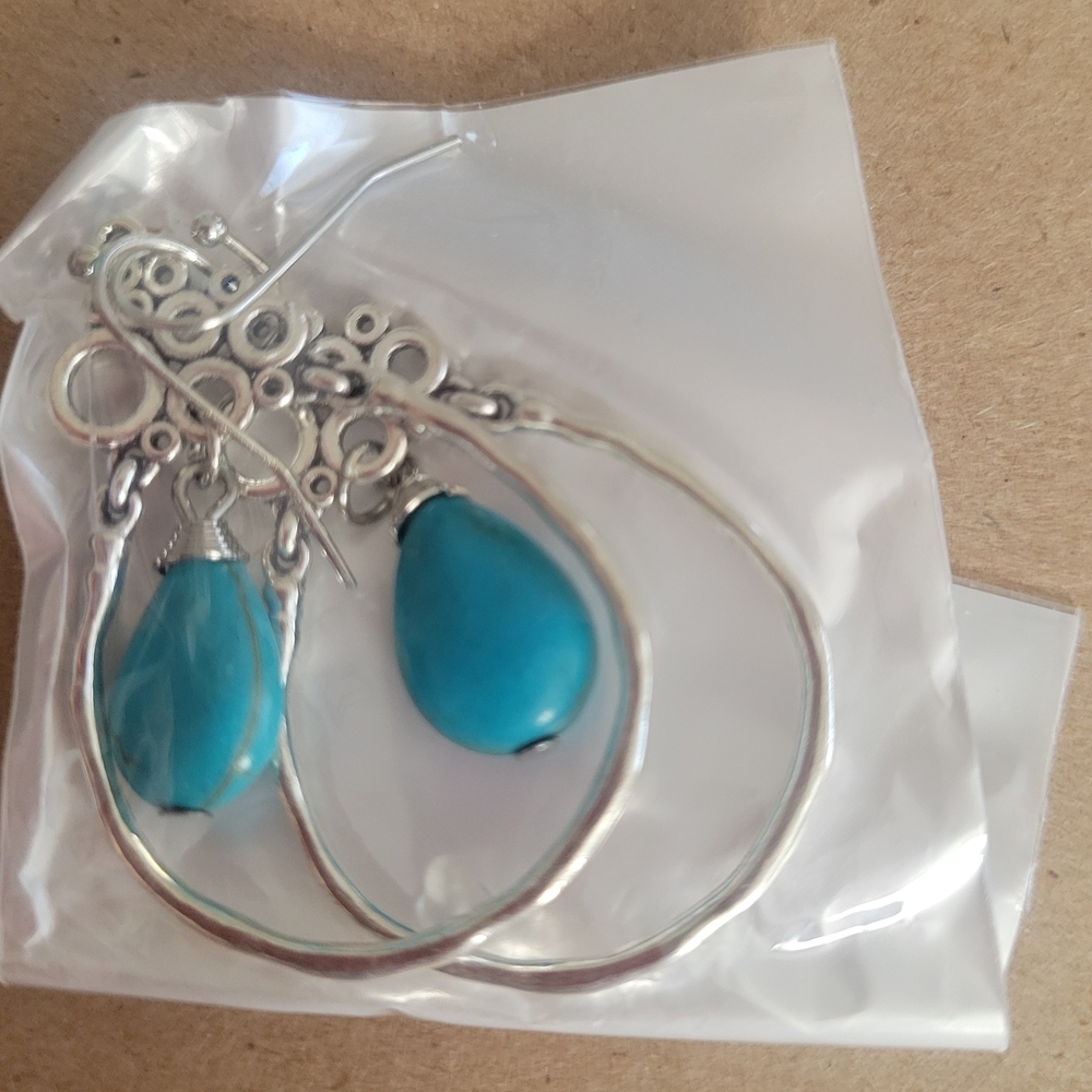 Silver and Turquoise Drop Earrings